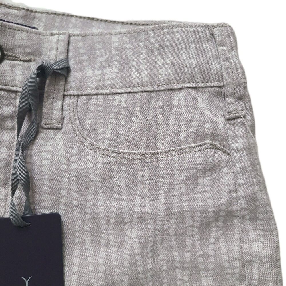 NYDJ Relaxed Shorts Beige Tan Macrame Print Linen Blend Stretch Sz 0P/ XS NEW - Picture 3 of 9